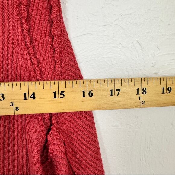 Free People Pink Waffle Knit Sleeveless Top Womens S Cropped Boxy Fit Boho Shirt - Picture 5 of 8